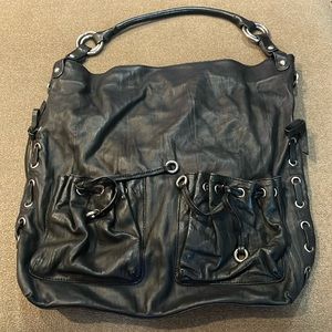 Ziordia Ruelle Black Leather Shoulder Bag Purse (TD)